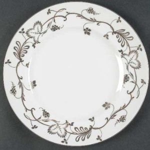 Martha Stewart Beige Body Platinum Vine Pattern Flourish Ecru Salad Plate